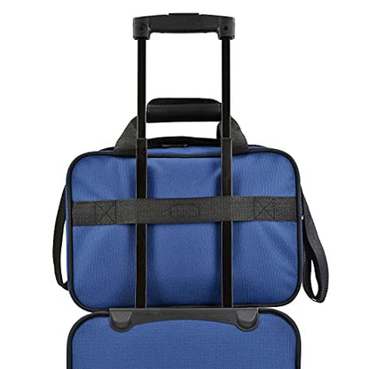 U.S. Traveler Rio Rugged Fabric Expandable Carry-on Luggage, 2 Wheel Rolling Suitcase, Blue, Set