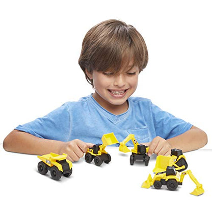 CatToysOfficial, CAT Little Machines Toys with 5pcs - Dump Truck, Wheel Loader, Bulldozer, Backhoe, and Excavator Vehicles, Cake Toppers, Playset for Kids Ages 3 and up,Yellow