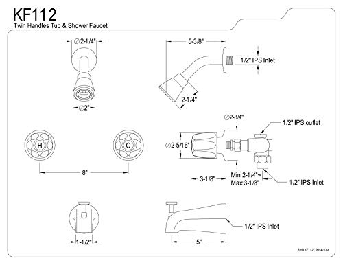 Kingston Brass KF112 Americana 8-Inch Twin Handle Center Tub and Shower Valve, Polished Chrome