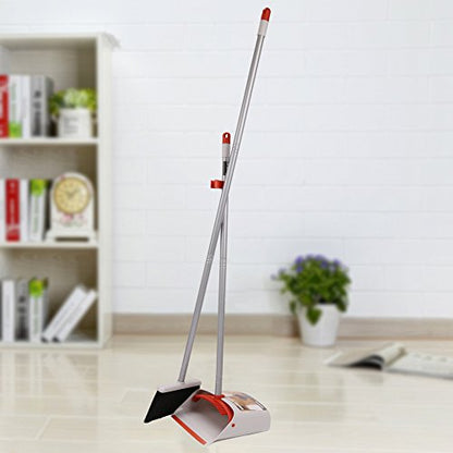 Broom and Dustpan for Home/Broom with Dustpan Combo Set/Dust Pan with Long Handle for Kitchen Room Office Lobby Floor Use Upright Standing Dustpan Indoor Broom Set