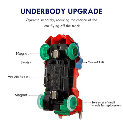 INSGEN Magnetic Slot Car Race Track Sets for Kids - Electric Remote Control Track Builder Toys for Boys Ages 6-12