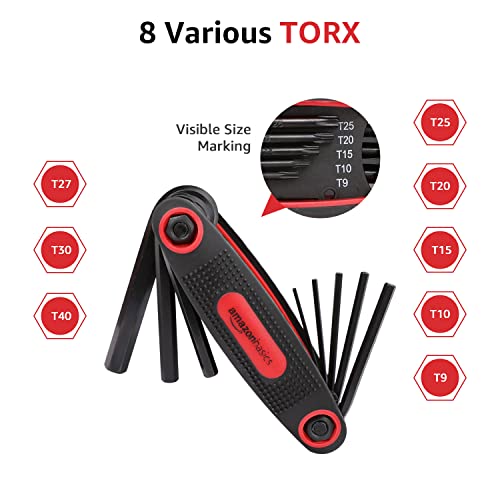 Amazon Basics Folding Hex Key Set - 3-Pack, Metric/SAE/Star