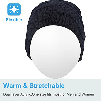 Rotibox Winter Outdoor Sport Trendy Bluetooth Beanie Hat Cap with Wireless Stereo Headphone Headset Earphone Speaker Mic Hands Free Compatible with iPhone Samsung Android Cell Phones - Black