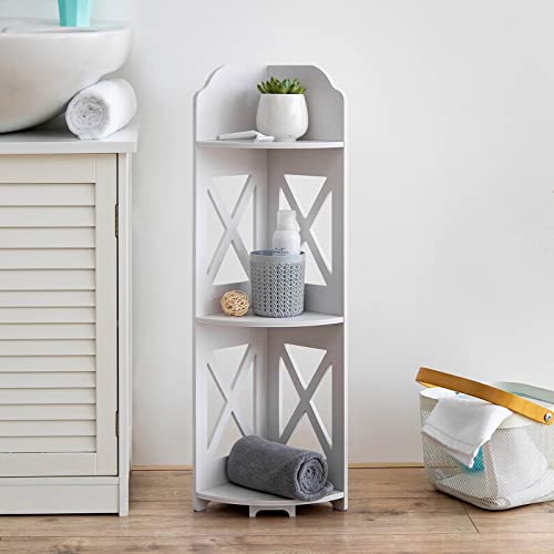TuoxinEM Corner Shelves Stand Great for Small Space,Toilet Paper Stand for Bathroom Organizer,Waterproof Stand Fit for Toilet Paper Holder Storage, White