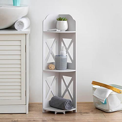 TuoxinEM Corner Shelves Stand Great for Small Space,Toilet Paper Stand for Bathroom Organizer,Waterproof Stand Fit for Toilet Paper Holder Storage, White