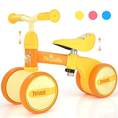 Peradix Baby Balance Bikes Adjustable for 1 Year Old Toddlers| Riding Toys for 10 Months Old Children Boys Girls | No Pedal Silent Wheels Infant Toddler Bicycle | Best First Birthday Gift (Yellow)