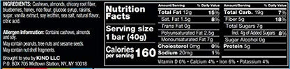 KIND Bars, Blueberry Vanilla Cashew, Healthy Snacks, Gluten Free, 5g Protein, 12 Count