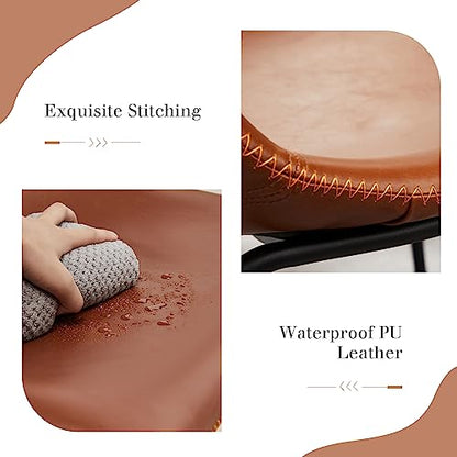 Sweetcrispy Dining Chairs Set of 2，Kitchen & Dining Room Chairs, PU Leather Cushion and Metal Legs Bar Chairs, Counter Height Bar Stools for Kitchen Island
