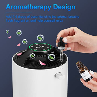 ToLife Air Purifiers for Bedroom, HEPA Air Cleaner for Room Up to 215ft², Filters 99.97% Smoke Pollen Dander Dust, Portable Air Purifier with Low Noise Sleep Mode for Desktop Office, White