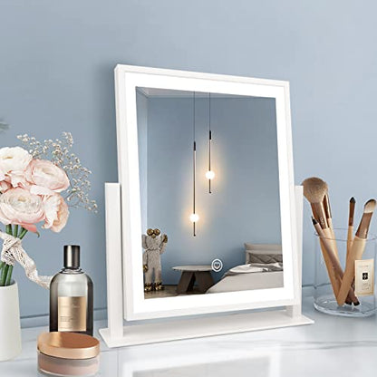 Beelux Vanity Mirror with Lights, Hollywood Lighted Makeup Mirror with Dimmable Light, Smart Control, Memory, Adjustable Warm White/Natural/Daylight, Birthday Gift, 360°Rotation (12in. White)