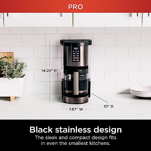 Ninja DCM201BK Programmable XL 14-Cup Coffee Maker PRO, 14-Cup Glass Carafe, Freshness Timer, with Permanent Filter, Black Stainless Steel