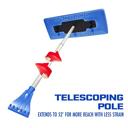 Snow Joe SJBLZD The Original 2-In-1 Telescoping Snow Broom + Ice Scraper w/18-Inch No-Scratch Foam Head, Closed Cell Foam for No Water Absorption, Blue