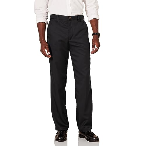 Amazon Essentials Men's Classic-Fit Expandable-Waist Flat-Front Dress Pant, Black, 30W x 34L