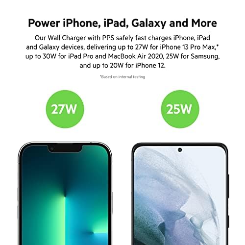 Belkin 30 Watt USB C Wall Charger - USB Type C Charger Fast Charging for Apple iPhone 14, 14 Pro, 14 Pro Max, 13, 13 Pro, 13 Pro Max, Galaxy S21 Ultra, iPad, AirPods & More - USBC Charger (Pack of 2)