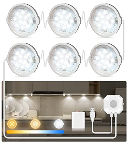 MATICOD Motion Sensor Light Indoor Under Cabinet Lights, Under Counter Lights for Kitchen, 3-White Under Cabinet Lighting LED Closet Lights Motion Sensored Undercounter Lights for Kitchen