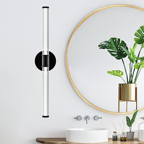 ADD 2 TO YOUR CART! Galental Bathroom Light Fixtures Wall Mount, 23inch Dimmable LED Vanity Light, 13W 6000K Modern 360°Wall Sconce, Black Linear Vanity Light Wall Light Bar for Bathrrom, Living Room Hallway