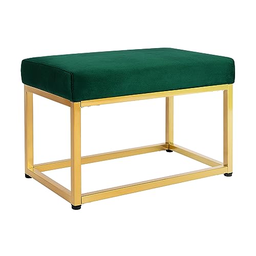 Homestripe Newport 27.5 inch Wide Contemporary Rectangle Footstool Ottoman Bench with Metal Base for Living Room, Green