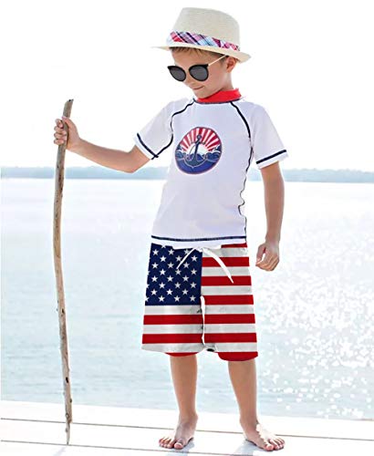 RAISEVERN Swim Trunks for Boys US Flag Beach Shorts Funny Cool American Flag Board Shorts Boys Swimsuits Summer Cute Swimwear Teens Kids Bathing Suits Quick Dry Shorts 9T 10T
