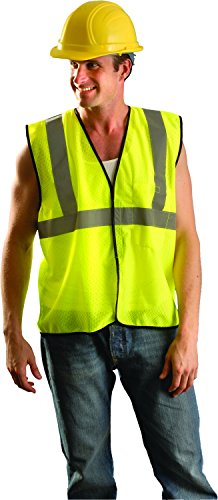 OccuNomix mens Class 2 Mesh / Single Stripe Hook & Loop safety vests, Yellow, 2X-Large 3X-Large US