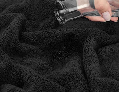 American Soft Linen Luxury 6 Piece Towel Set, 2 Bath Towels 2 Hand Towels 2 Washcloths, 100% Turkish Cotton Towels for Bathroom, Black Towel Sets