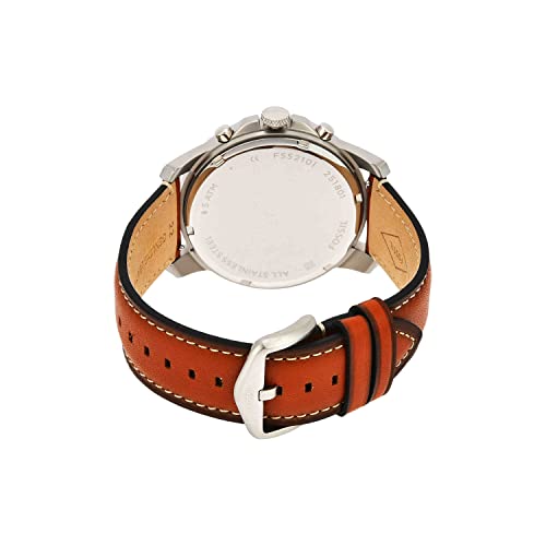 Fossil Men's Grant Quartz Stainless Steel and Leather Chronograph Watch, Color: Silver, Luggage (Model: FS5210)