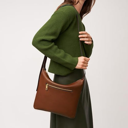 Fossil Women's Cecilia Leather Large Crossbody Purse Handbag, Medium Brown (Model: ZB1888200)