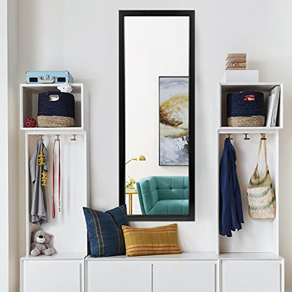 NeuType Wall-Mounted Mirror 43"x16" Rectangular Hanging Mirror Wall Mirror Hanging or Leaning Against Wall Best for Bedroom Living Room Dressing Mirror Polystyrene Frame,Origin Black(No Stand)