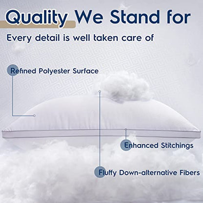 viewstar Pillows Queen Size Set of 2, Bed Pillows for Sleeping, Queen Pillows 2 Pack for Back, Stomach or Side Sleepers, Fluffy Pillows for Bed with Down Alternative, Machine Washable, 20" x 30"