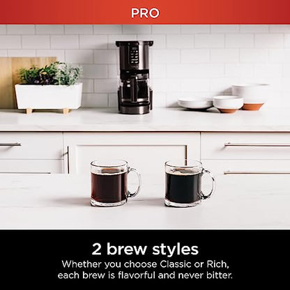 Ninja DCM201BK Programmable XL 14-Cup Coffee Maker PRO, 14-Cup Glass Carafe, Freshness Timer, with Permanent Filter, Black Stainless Steel