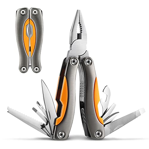 Multitool Pliers with Safety Locking, 15 in 1 Multitool Pocket Knife, Camping, Fishing, Simple Maintenance of Cool Gadgets, With Screwdriver, Folding Saw, Bottle Opener, Unique Gifts for Men Women