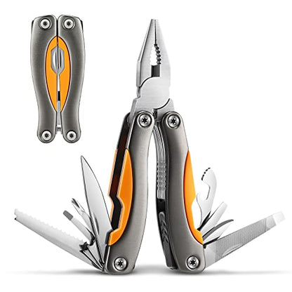 Multitool Pliers with Safety Locking, 15 in 1 Multitool Pocket Knife, Camping, Fishing, Simple Maintenance of Cool Gadgets, With Screwdriver, Folding Saw, Bottle Opener, Unique Gifts for Men Women
