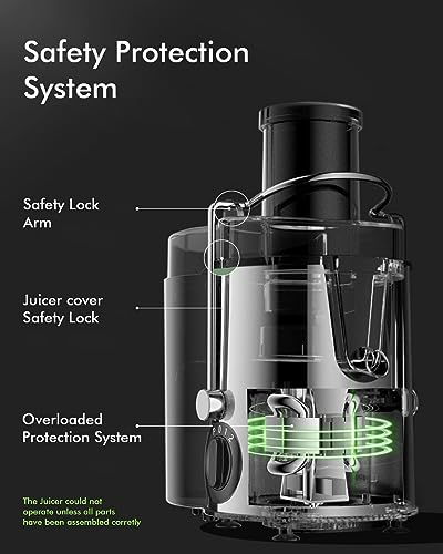 SiFENE Juicer Machine Extractor, 500W High-Speed Quick Juice Making, 3" Wide Chute for Veggies & Fruits, Easy to Clean, BPA Free, Durable Stainless Steel Kitchen Juicer