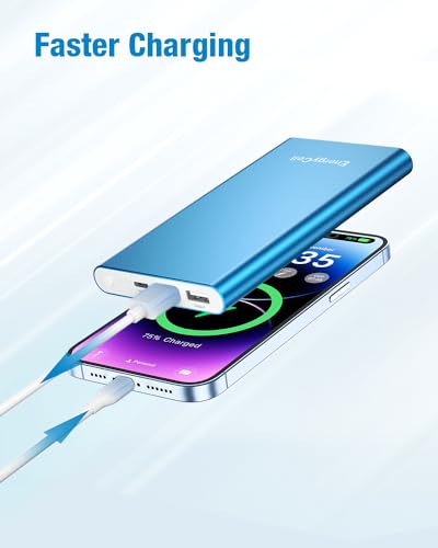 EnergyCell Pilot 4GS Portable Charger,12000mAh Fast Charging Power Bank Dual 3A High-Speed Output Battery Pack Compatible with iPhone 12 11 X Samsung S10 and More - Blue