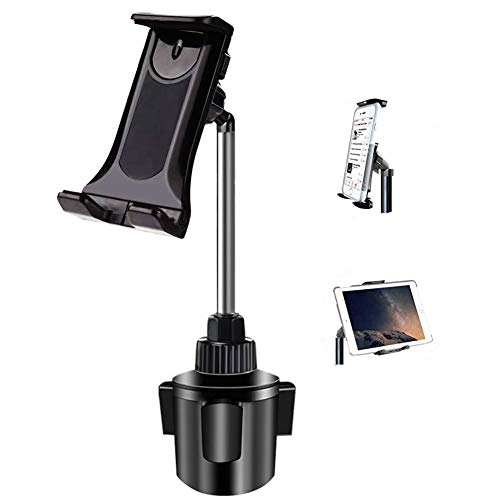 NeotrixQI Cup Holder Tablet Mount, 2-in-1 Tablet and Smartphone Adjustable Swing Cradle with Extended Cup Car Mount Holder Compatible with Apple iPad iPhone Samsung Galaxy Z Fold 3