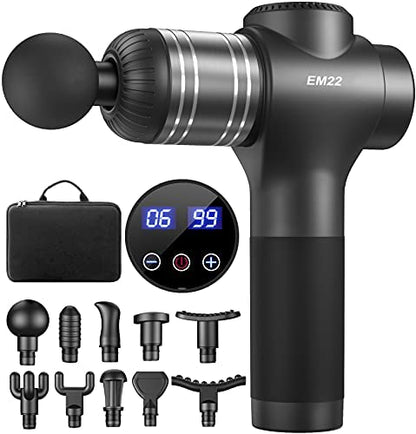 RAEMAO EM22 Massage Gun Deep Tissue Handheld Electric Muscle Massager Percussion Massage Gun for Athletes, Dark Gray