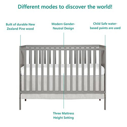 Dream On Me Synergy 5-in-1 Convertible Crib in Cool Grey, Greenguard Gold Certified