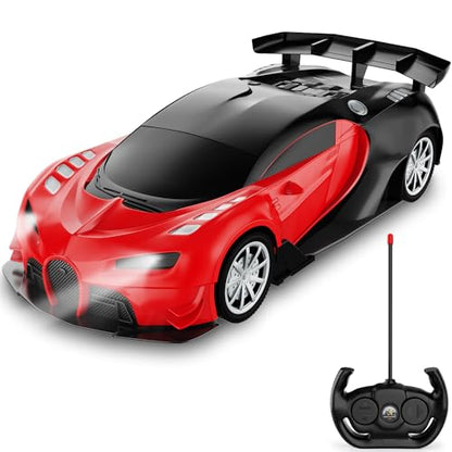 GaHoo Remote Control Car for Kids - 1/16 Scale Electric Remote Toy Racing, with Led Lights Rechargeable High-Speed Hobby Toy Vehicle, RC Car Gifts for 4 5 6 7 8 9 Years Boys Girls (Red)