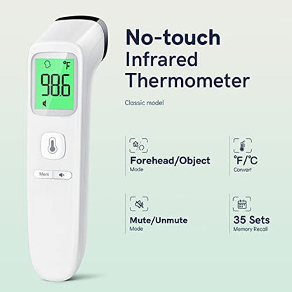 Non-Contact Thermometer for Adults and Kids, Fast Accurate Thermometer with Fever Alarm, 1S Reading & Silent Mode, Easy to Use for Baby, Kids & Elderly