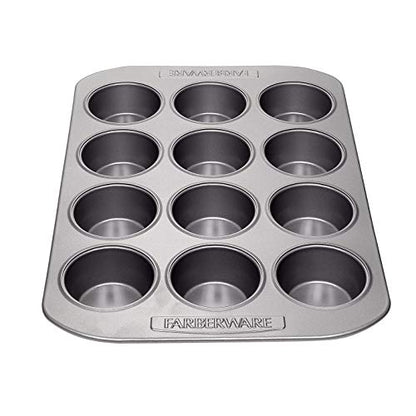 Farberware Nonstick Bakeware 12-Cup Muffin Tin / Nonstick 12-Cup Cupcake Tin - 12 Cup, Gray