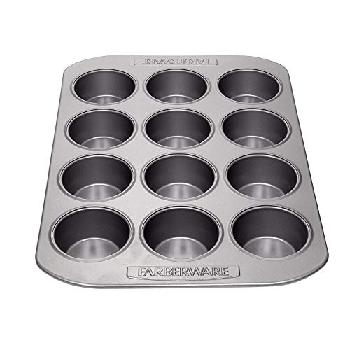 Farberware Nonstick Bakeware 12-Cup Muffin Tin / Nonstick 12-Cup Cupcake Tin - 12 Cup, Gray