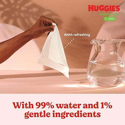 Huggies Natural Care Sensitive Baby Wipes, Unscented, Hypoallergenic, 99% Purified Water, 8 Flip-Top Packs (448 Wipes Total)