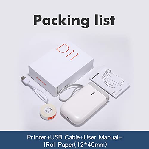 YuLinca Label Maker D11 with Tape, Wireless Bluetooth Portable Sticker Labels Printer 10-15mm Label Width Compatible with iOS & Android for Home & Office (Grey-White)