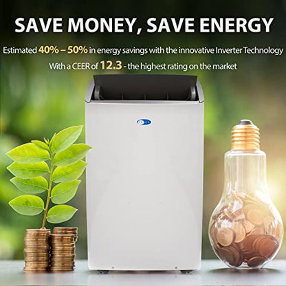 Whynter ARC-1030WN 12,000 BTU (10,000 BTU SACC) NEX Inverter Dual Hose Cooling SMART Portable Air Conditioner, Dehumidifier, and Fan with Wi-Fi, up to 500 sq ft in White