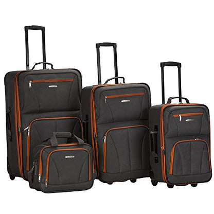 Rockland Journey Softside Upright Luggage Set, Expandable, Charcoal, 4-Piece (14/19/24/28)