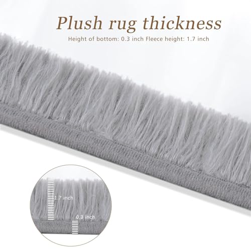 Unirea Fluffy Runner Rug for Bedroom Living Room 2x6 Feet, Grey Shag Area Rugs Soft Plush Carpet Thick Long Fur Rug for Hallway Bedside Kids Nursery Girls Room Home Decor Mats