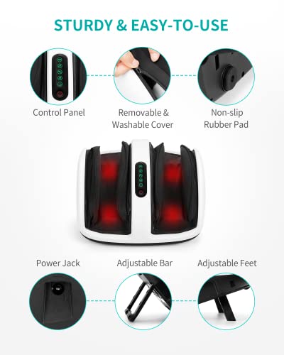 Nekteck Foot Shiatsu Massager, Calf Massage with Heat Therapy, Deep Kneading, Vibration, Compression Leg Massager for Home and Office Use (Remote Control)