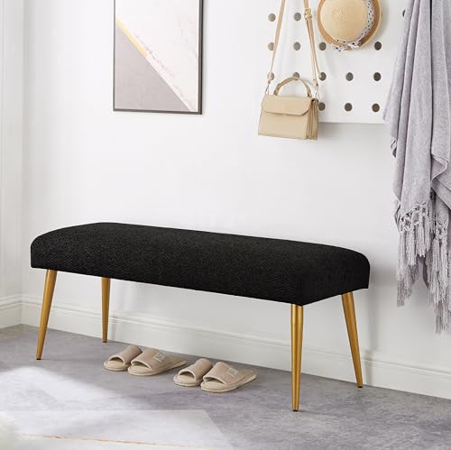 Ball & Cast Upholstered Bench, 44"W, Black