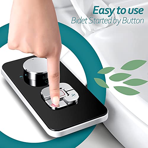 Bidet Attachment - SAMODRA Non-electric Cold Water Bidet Toilet Seat Attachment with Pressure Controls,Retractable Self-cleaning Dual Nozzles for Frontal & Rear Wash - Black