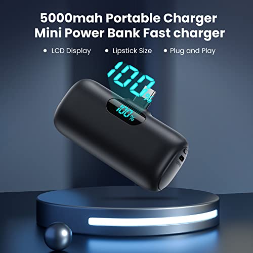 [2-Pack] Mini Portable Charger 5000mAh Power Bank, 3A PD USB C Cell Phone Portable Power, LCD Display Battery Pack Compatible with Android Phone/Samsung Galaxy S22,S21/Note/Moto/LG/Pixel /Nexus ect