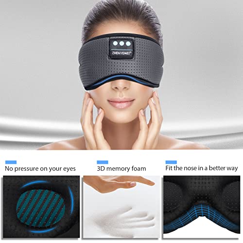 Sleep Headphones White Noise Bluetooth Sleep Mask 3D Music Sleeping Eye Mask Sleeping Headphones for Side Sleepers Sleep Mask with Bluetooth Headphones Gifts for Men Women